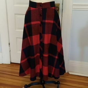 Vintage Wool Blend plaid maxi skirt